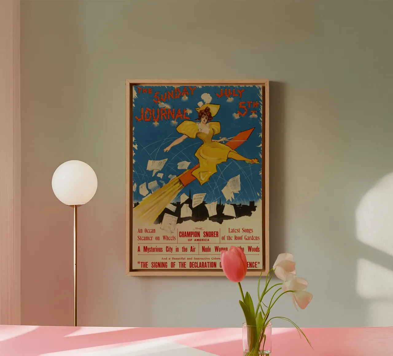 Vintage Sunday Journal Poster Art Nouveau Rocket Print tela con Cornice a cassetta da homdeco