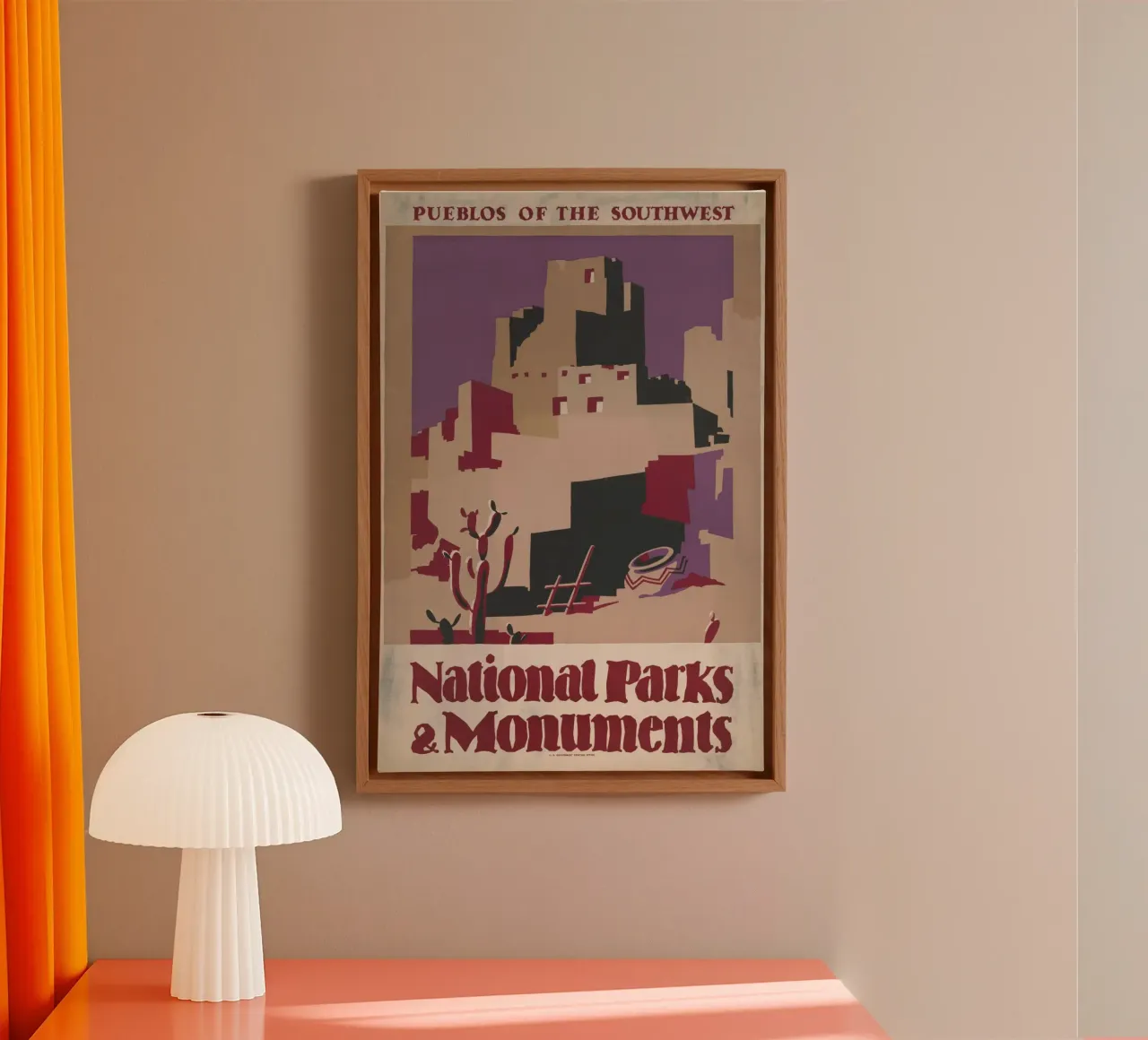 Poster d'epoca dei parchi nazionali del sud-ovest Pueblos Art tela con Cornice a cassetta da homdeco