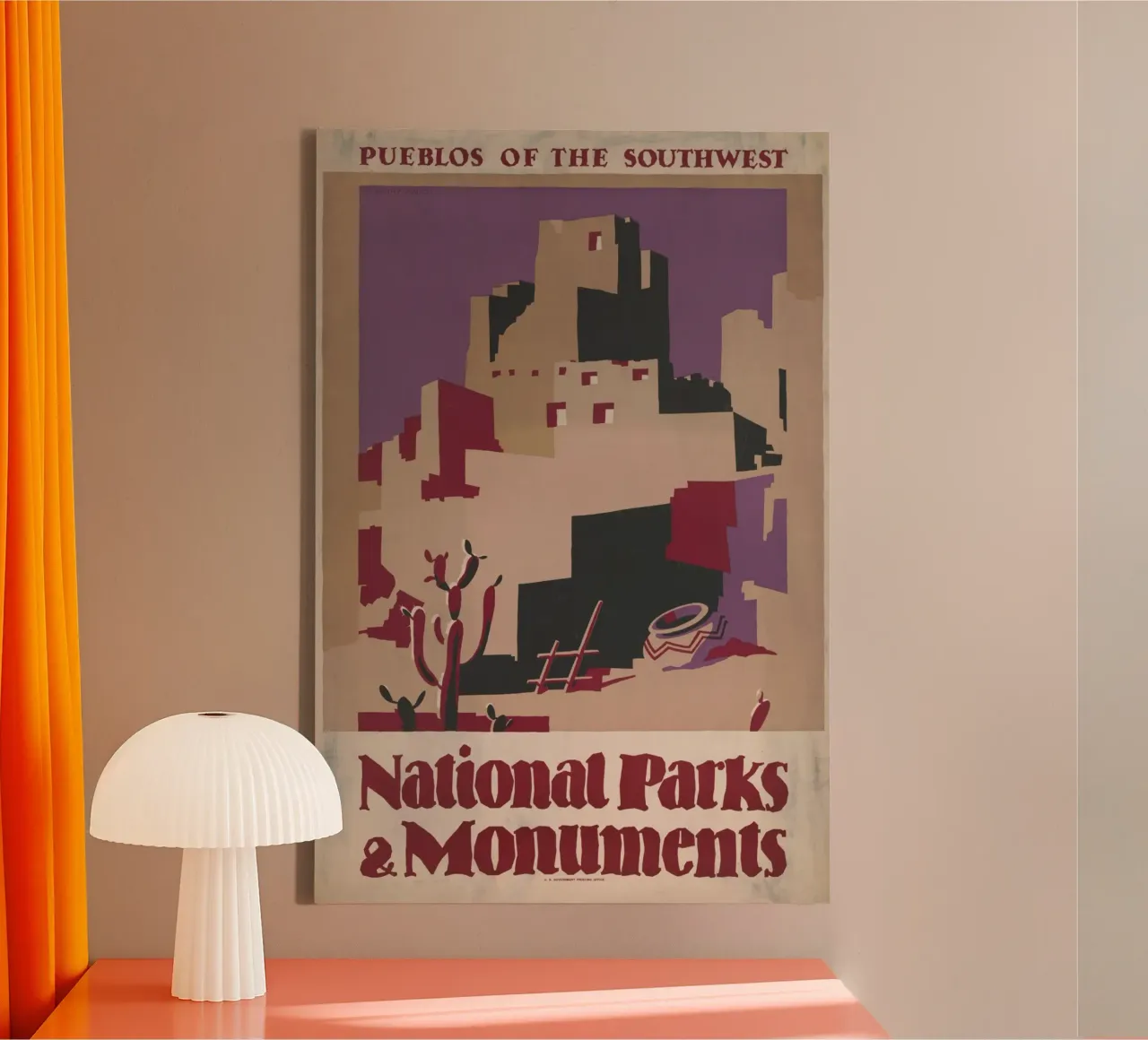Poster d'epoca dei parchi nazionali del sud-ovest Pueblos Art tela con Cornice a cassetta da homdeco