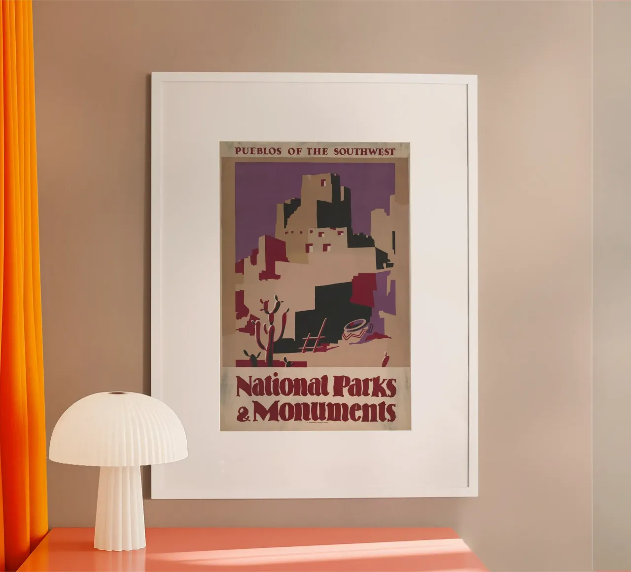 Poster d'epoca dei parchi nazionali del sud-ovest Pueblos Art poster con telaio in plastica da homdeco