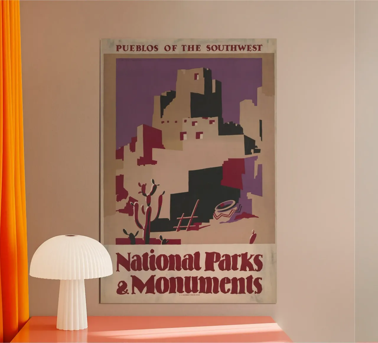 Poster d'epoca dei parchi nazionali del sud-ovest Pueblos Art poster con telaio in plastica da homdeco