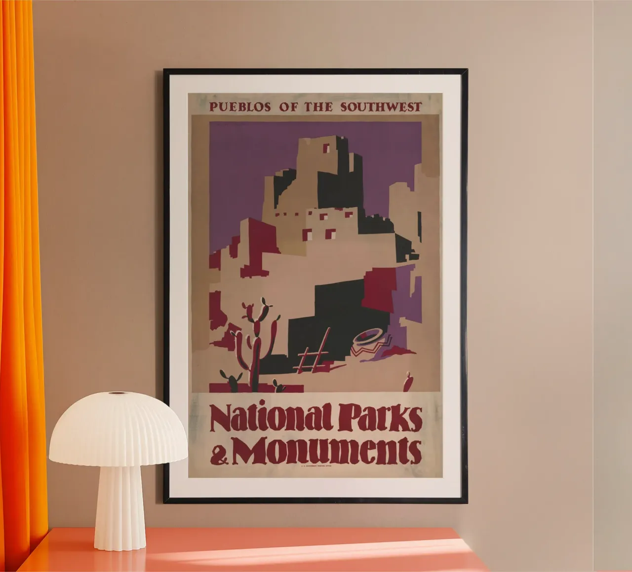 Poster d'epoca dei parchi nazionali del sud-ovest Pueblos Art poster con telaio in plastica da homdeco
