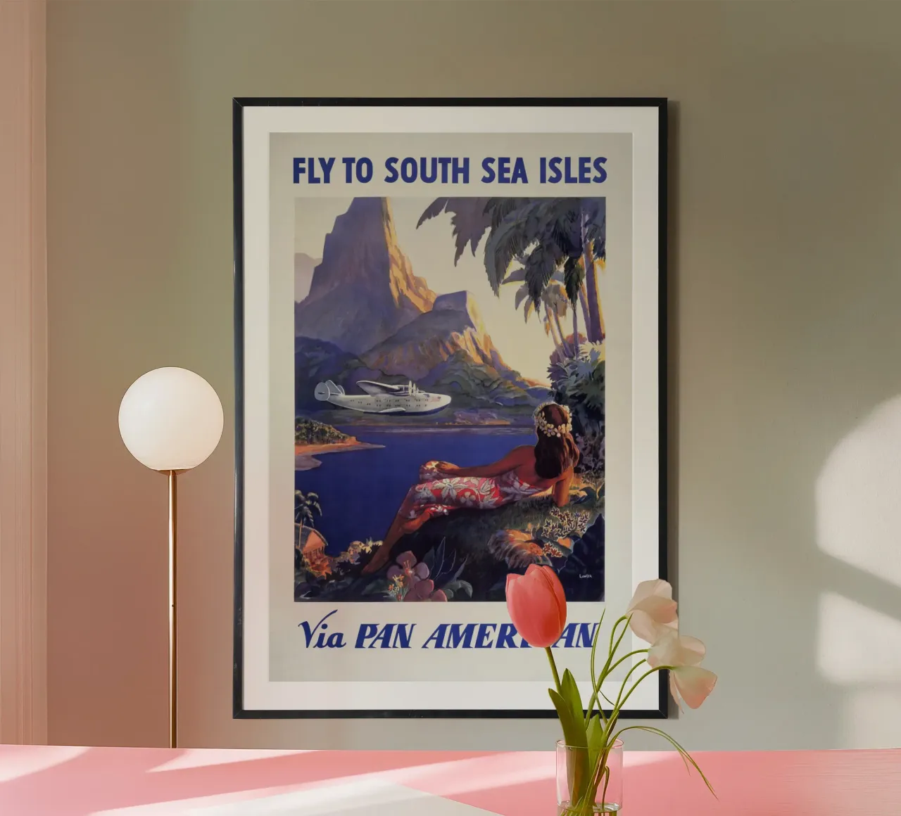 Poster di viaggio d'epoca della Pan Am sulle isole dei mari del sud poster da homdeco