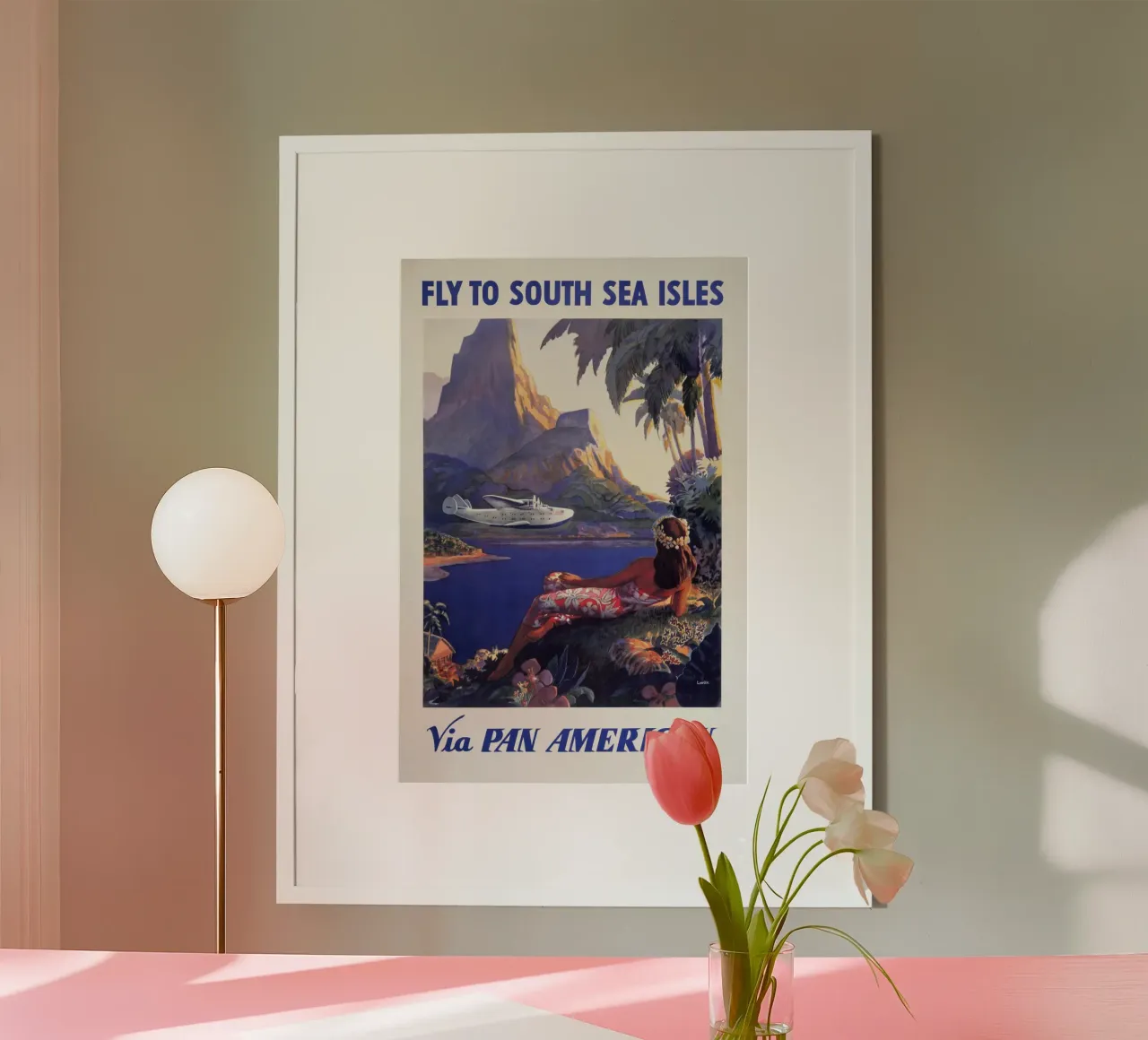 Poster di viaggio d'epoca della Pan Am sulle isole dei mari del sud poster da homdeco