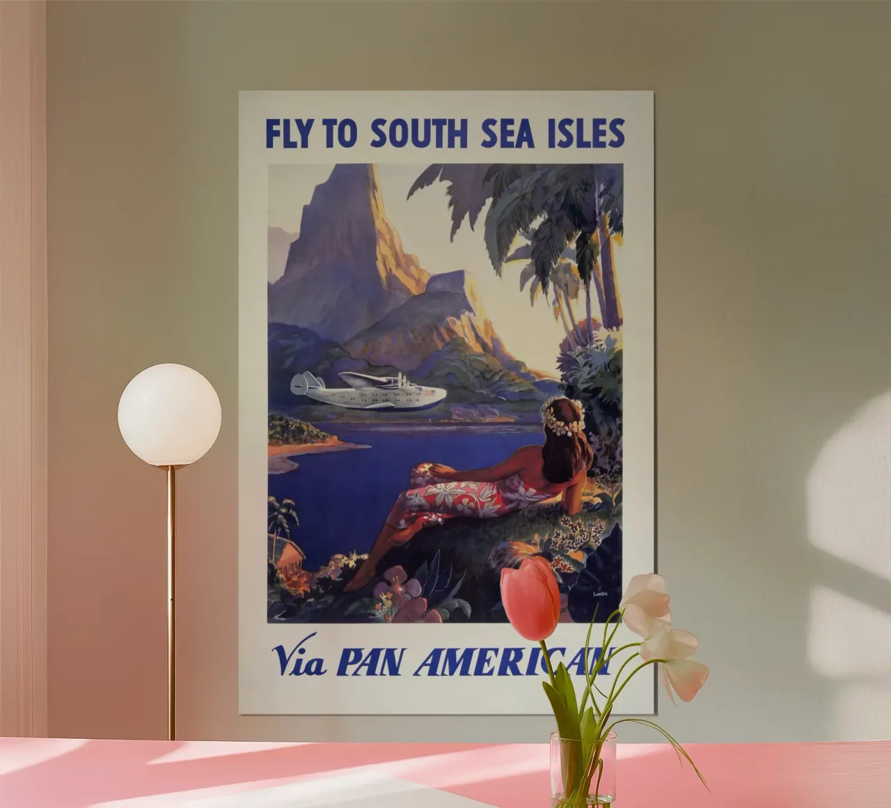 Poster di viaggio d'epoca della Pan Am sulle isole dei mari del sud poster da homdeco