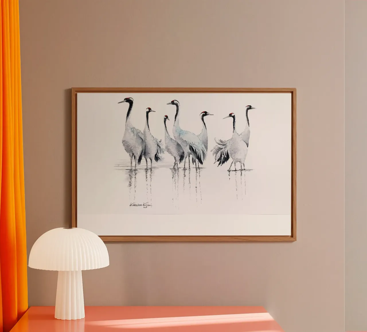 Common cranes composition forex plate by Karolina Kijak