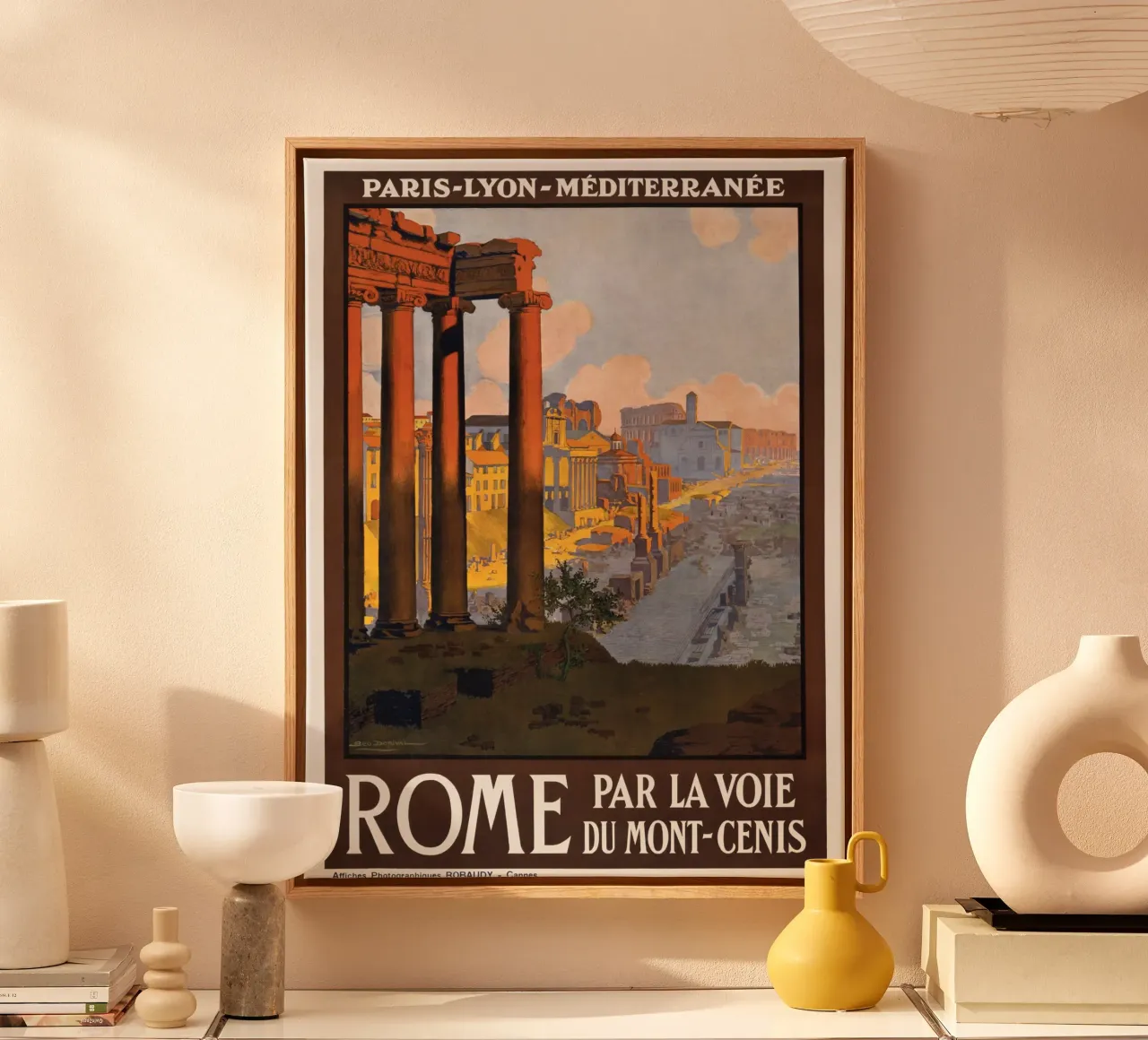 Poster di viaggio d'epoca su Roma Parigi-Lione-Méditerranée tela con Cornice a cassetta da homdeco