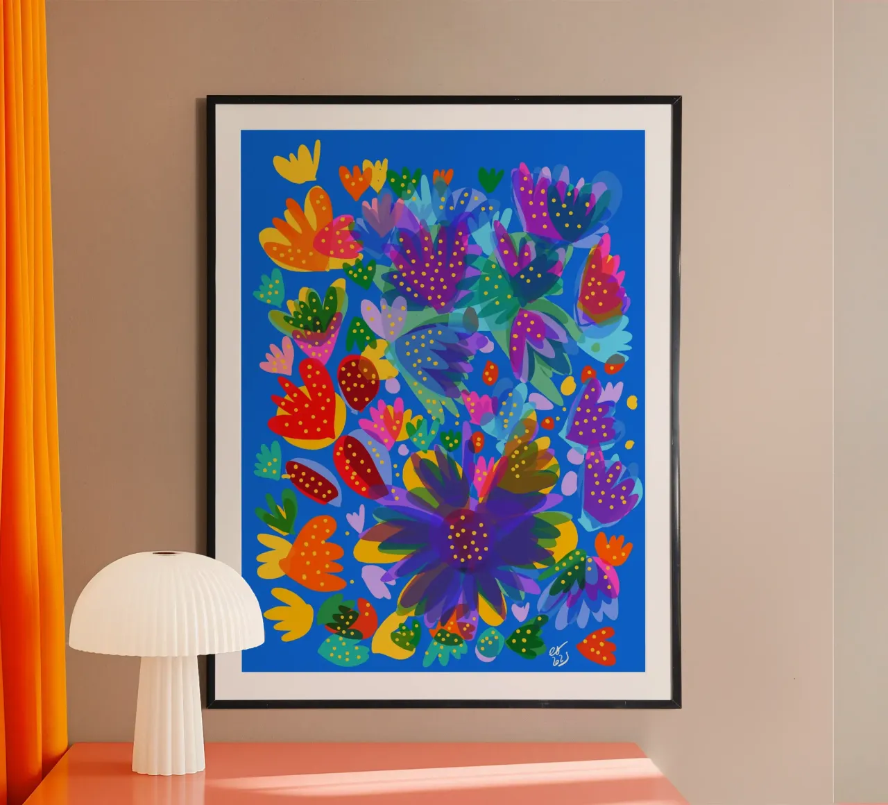 Jardin Chromatique - Una fioritura di gioia poster con telaio in alluminio da Abstract and Patterns