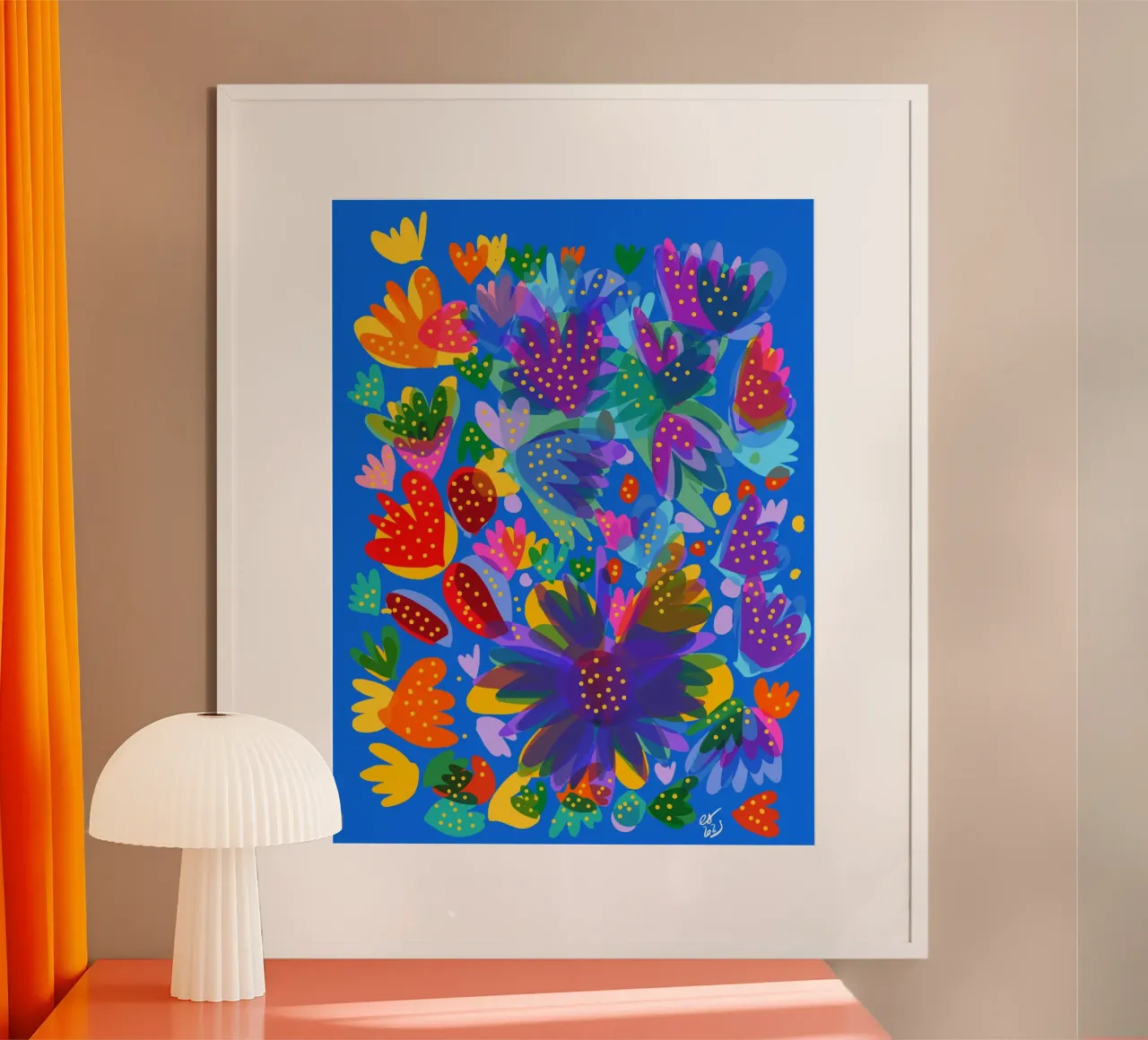 Jardin Chromatique - Una fioritura di gioia poster con telaio in alluminio da Abstract and Patterns