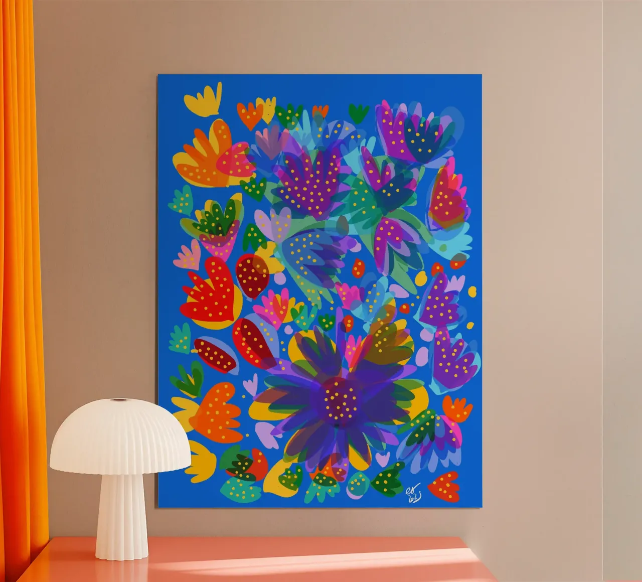 Jardin Chromatique - Una fioritura di gioia poster con telaio in alluminio da Abstract and Patterns