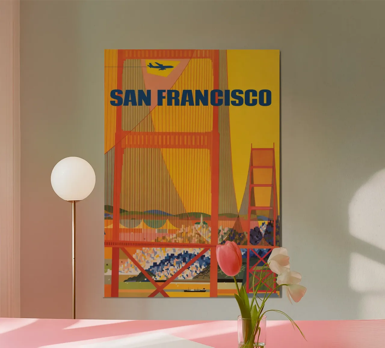 Poster d'epoca sul ponte Golden Gate di San Francisco poster da homdeco