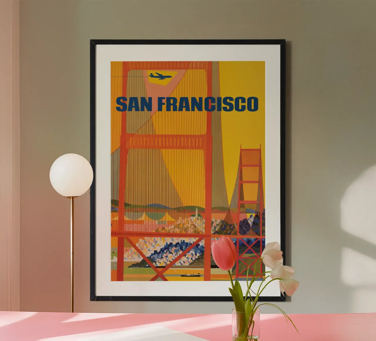 Poster d'epoca sul ponte Golden Gate di San Francisco poster da homdeco