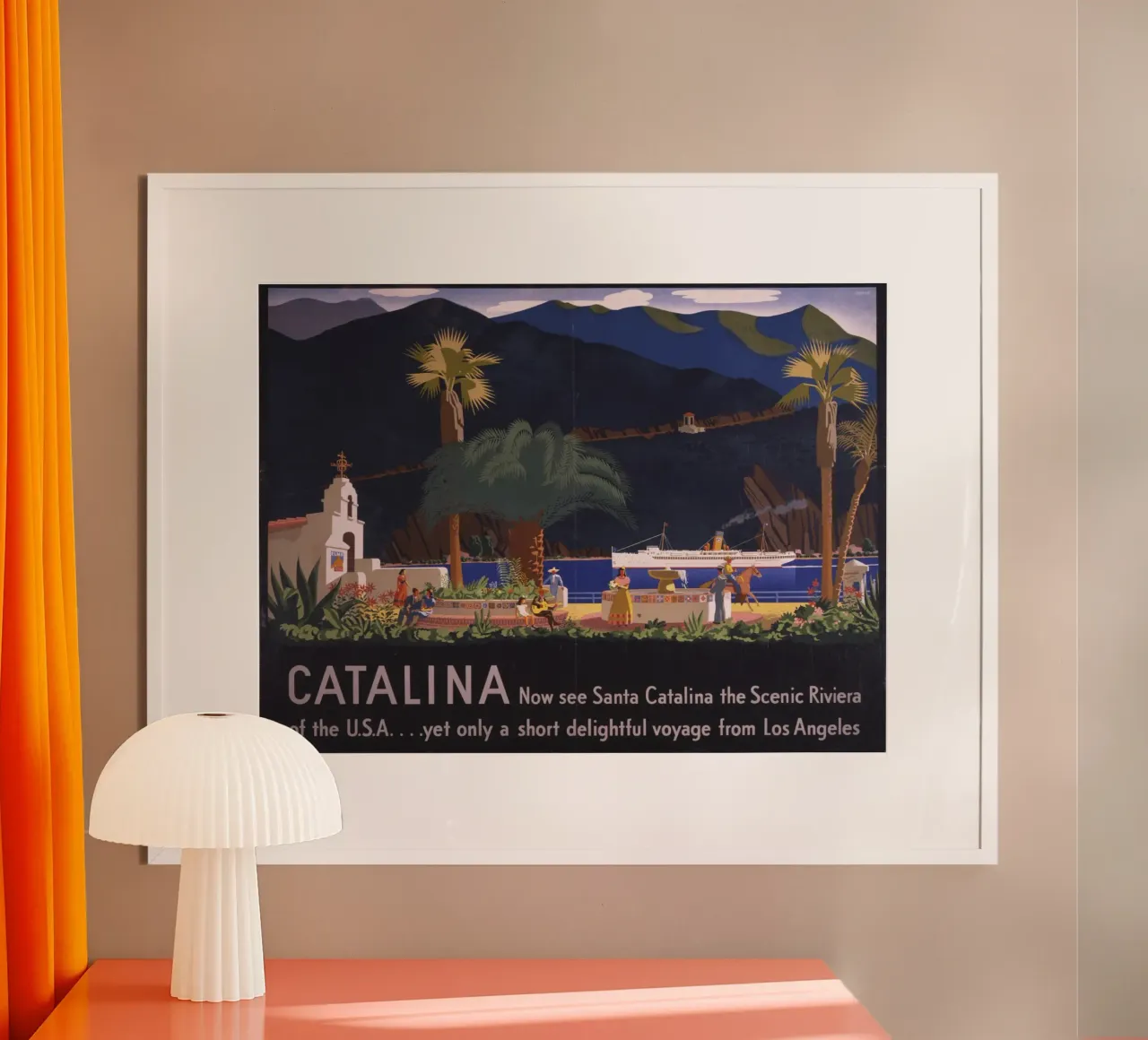 Poster di viaggio d'epoca sull'isola di Catalina Stampa Art Deco poster con telaio in plastica da homdeco