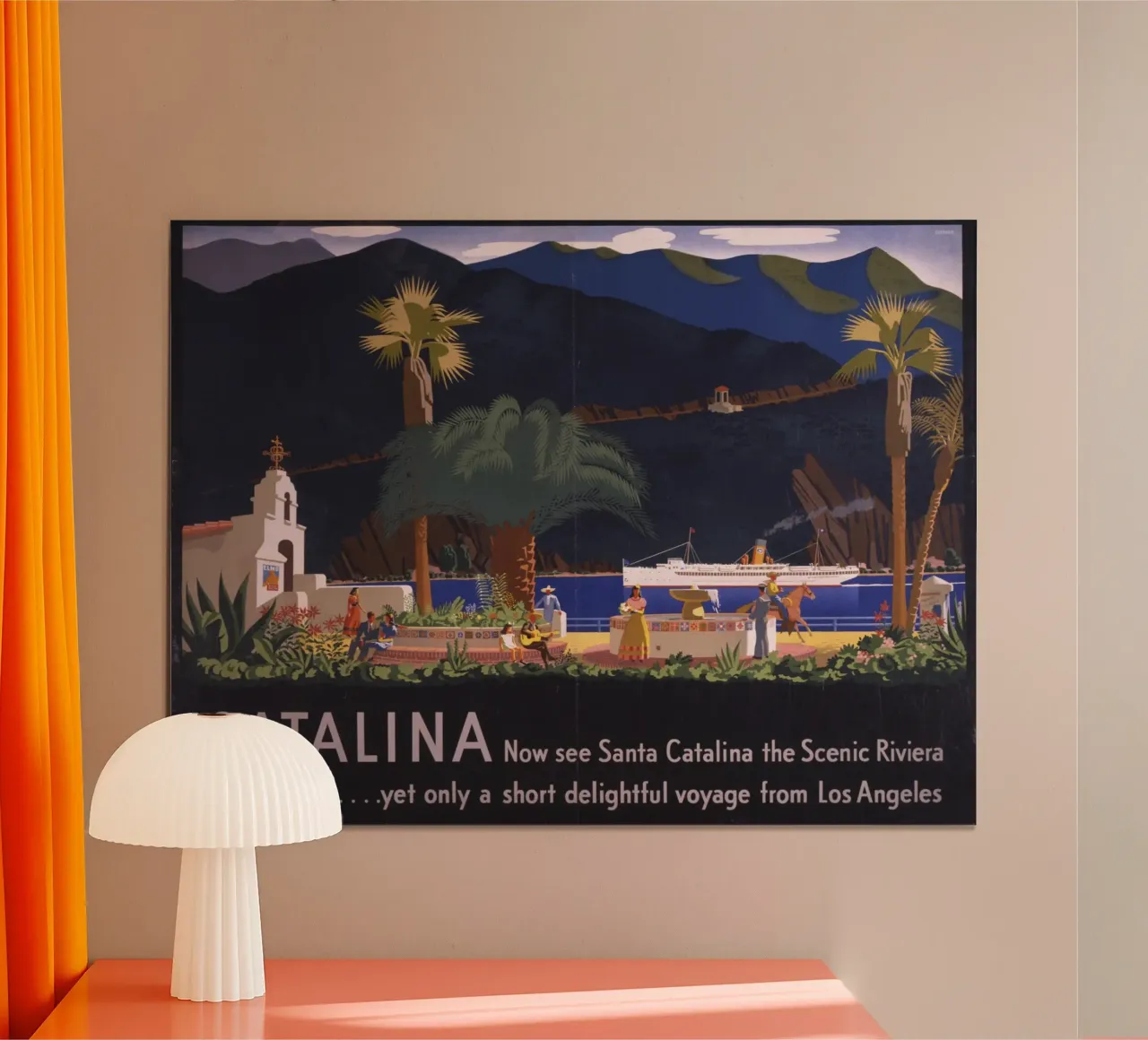 Poster di viaggio d'epoca sull'isola di Catalina Stampa Art Deco poster con telaio in plastica da homdeco