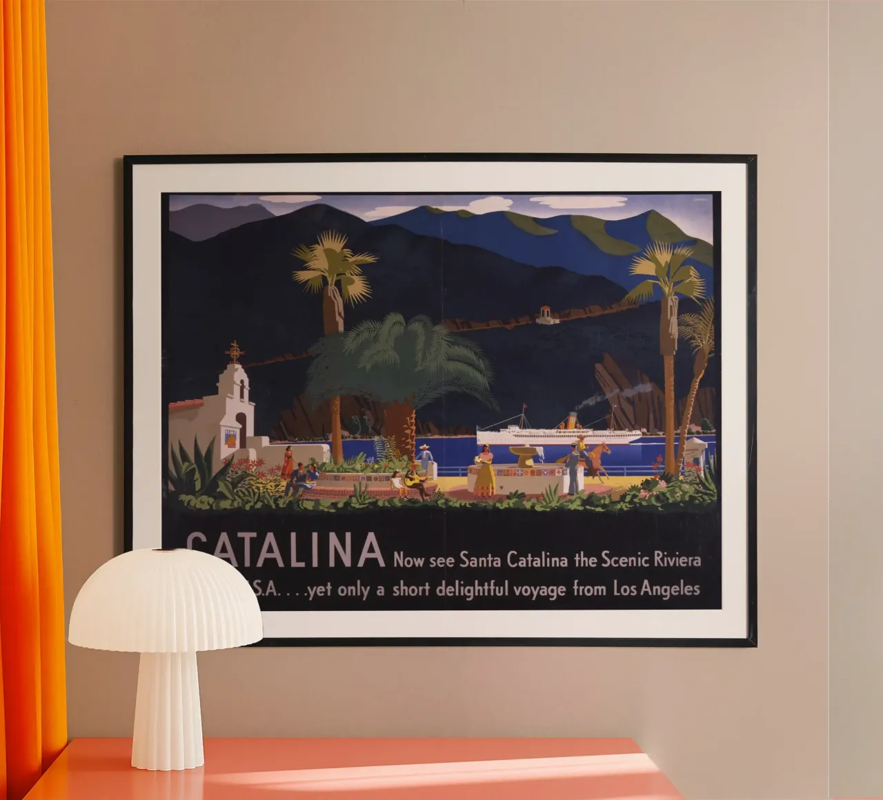 Poster di viaggio d'epoca sull'isola di Catalina Stampa Art Deco poster con telaio in plastica da homdeco