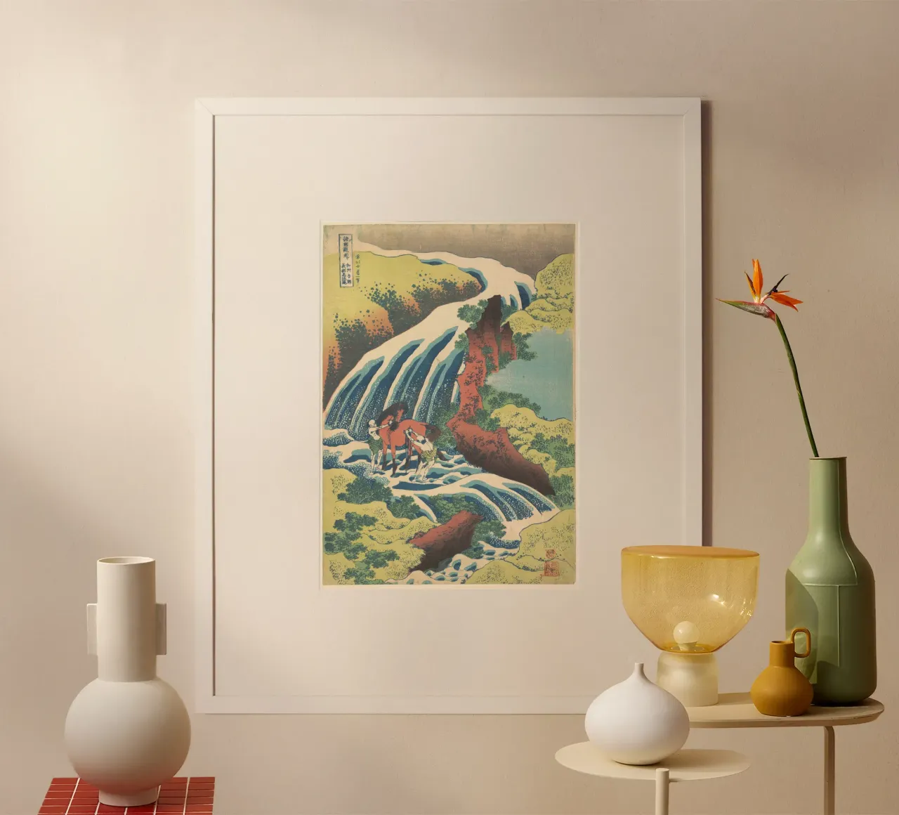 Hokusai Waterfall Woodblock Print Japanese Art Print poster by homdeco