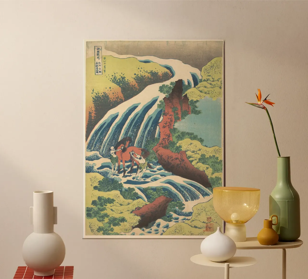 Hokusai Waterfall Woodblock Print Japanese Art Print poster by homdeco