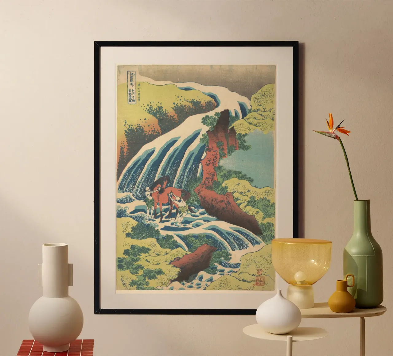 Hokusai Waterfall Woodblock Print Japanese Art Print poster by homdeco