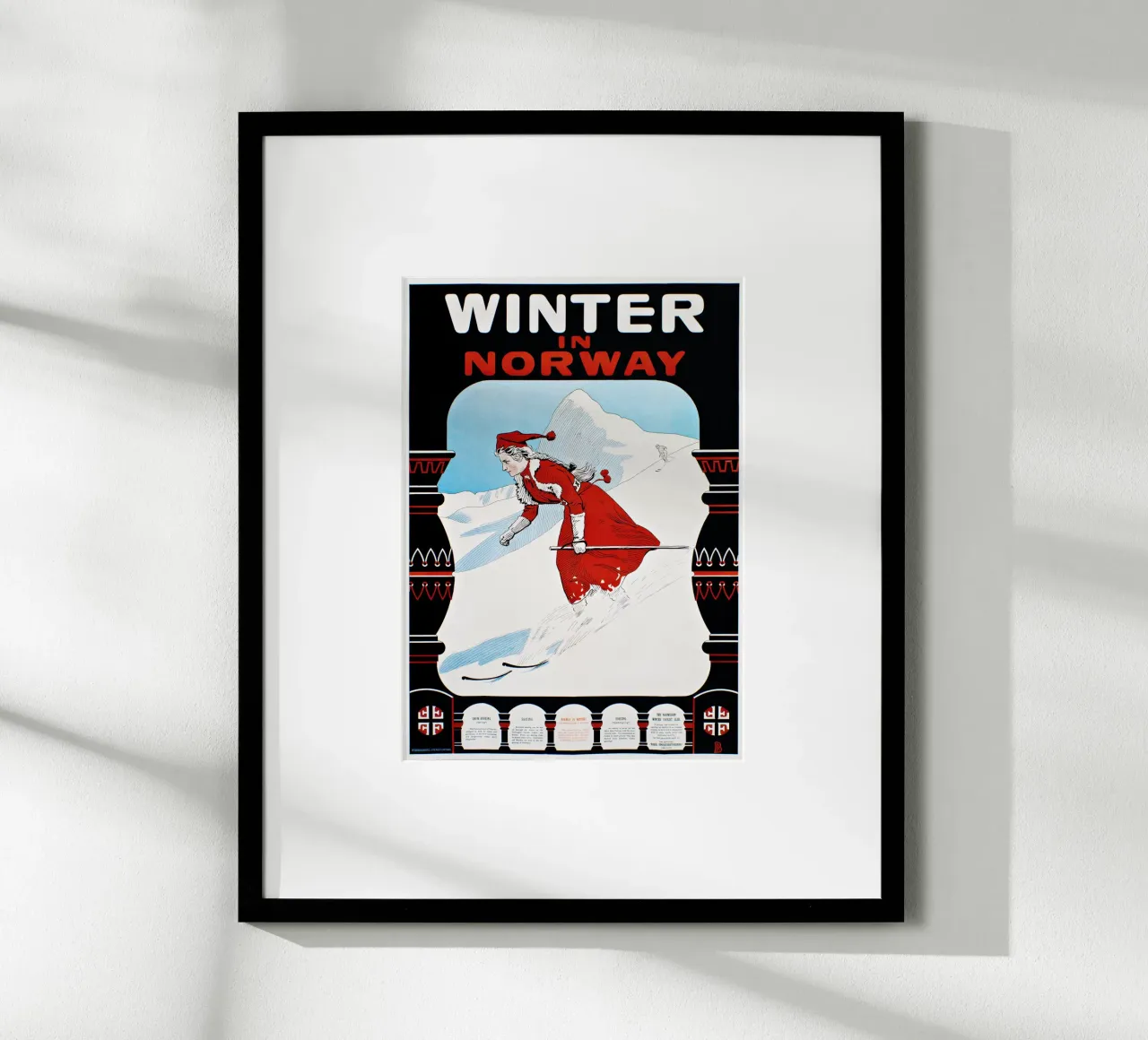Poster sciistico d'epoca Inverno in Norvegia Art Nouveau poster da homdeco