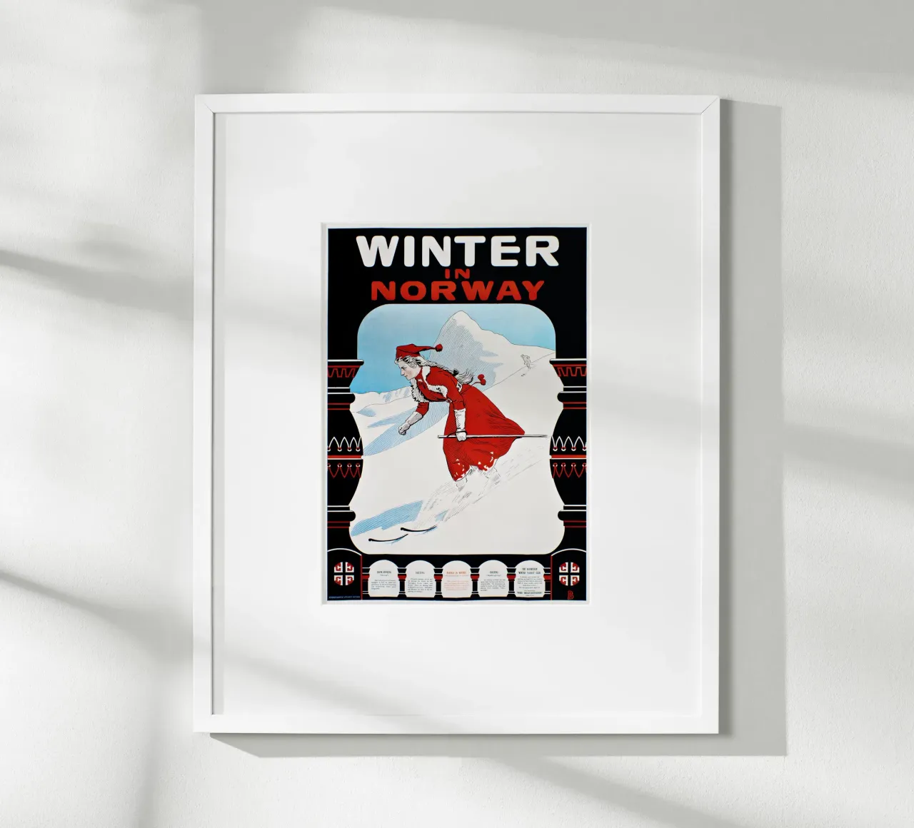 Poster sciistico d'epoca Inverno in Norvegia Art Nouveau poster da homdeco
