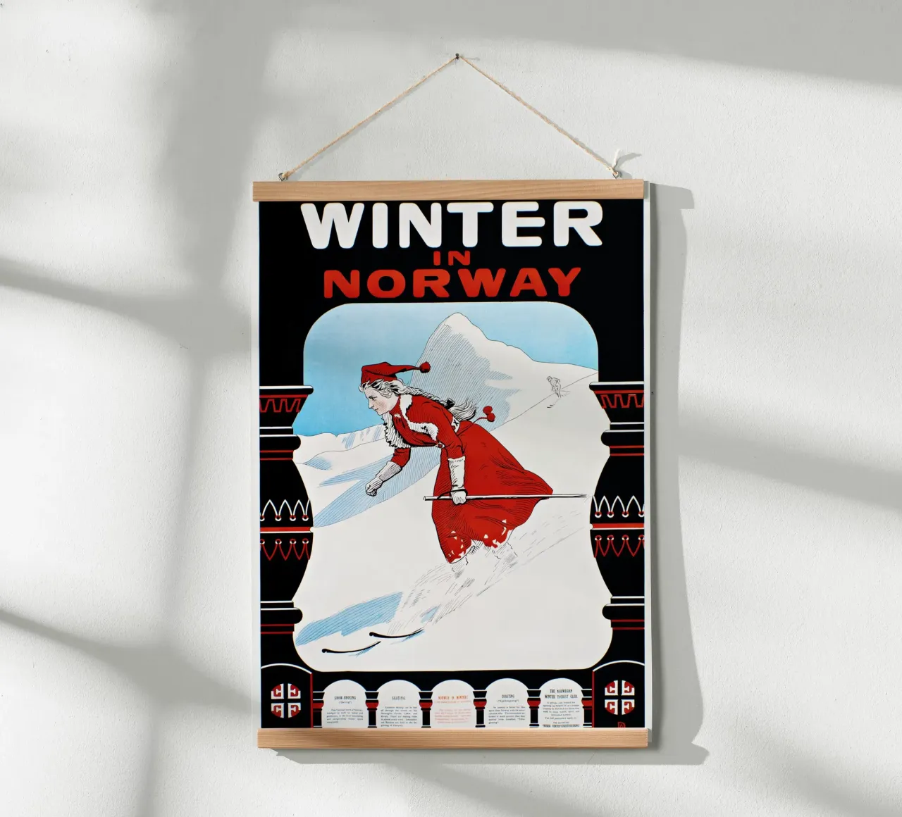 Poster sciistico d'epoca Inverno in Norvegia Art Nouveau poster da homdeco