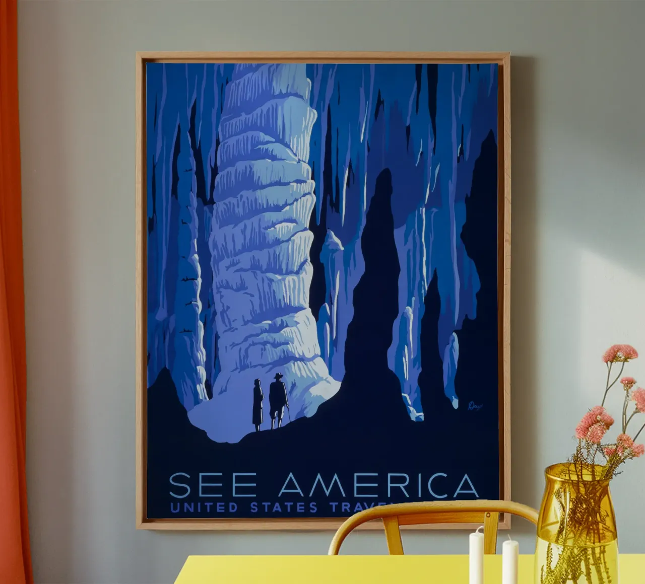 Zie Amerika Carlsbad Caverns WPA Poster Art Print canvas met Baklijst van homdeco