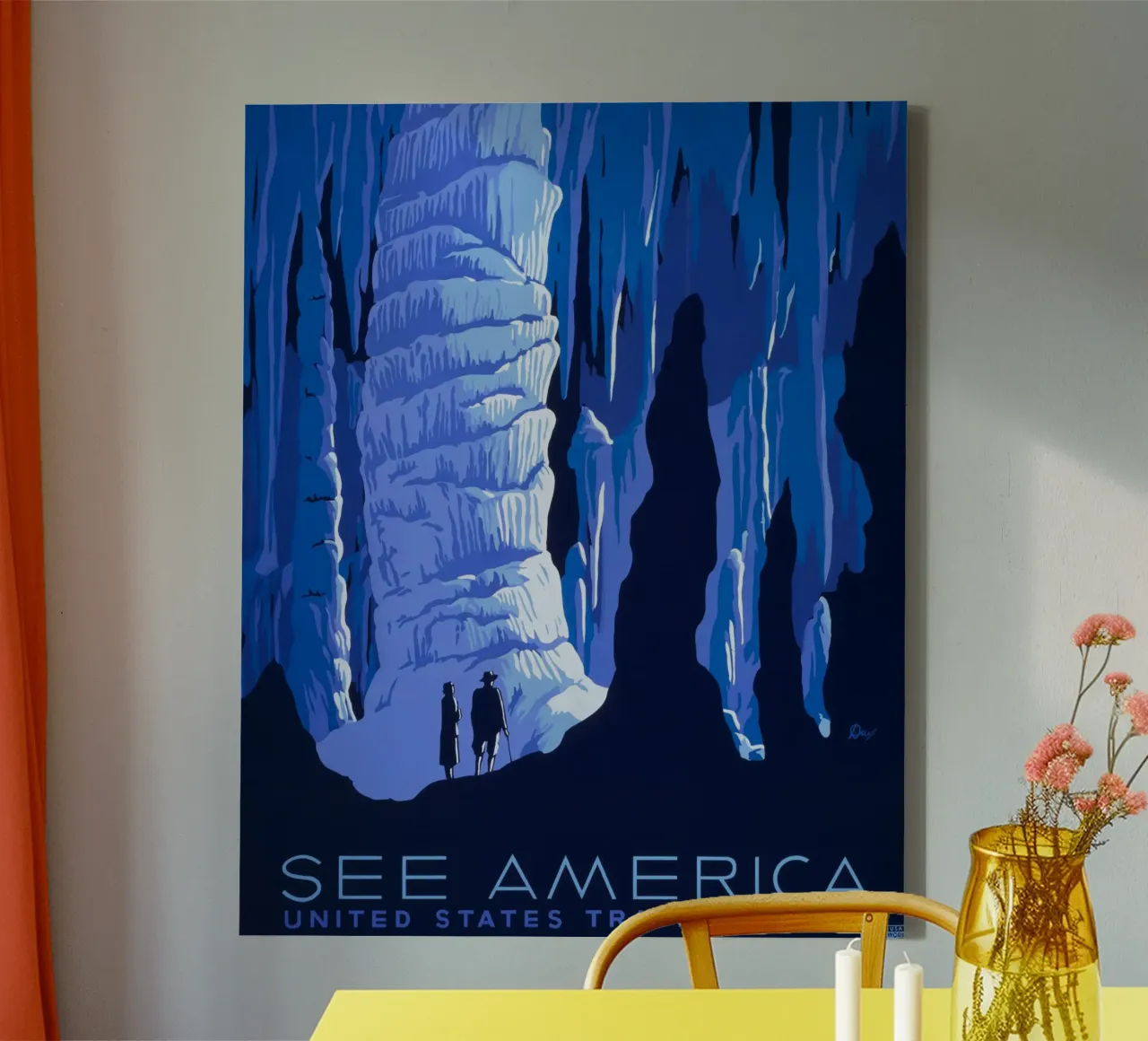 Zie Amerika Carlsbad Caverns WPA Poster Art Print canvas met Baklijst van homdeco