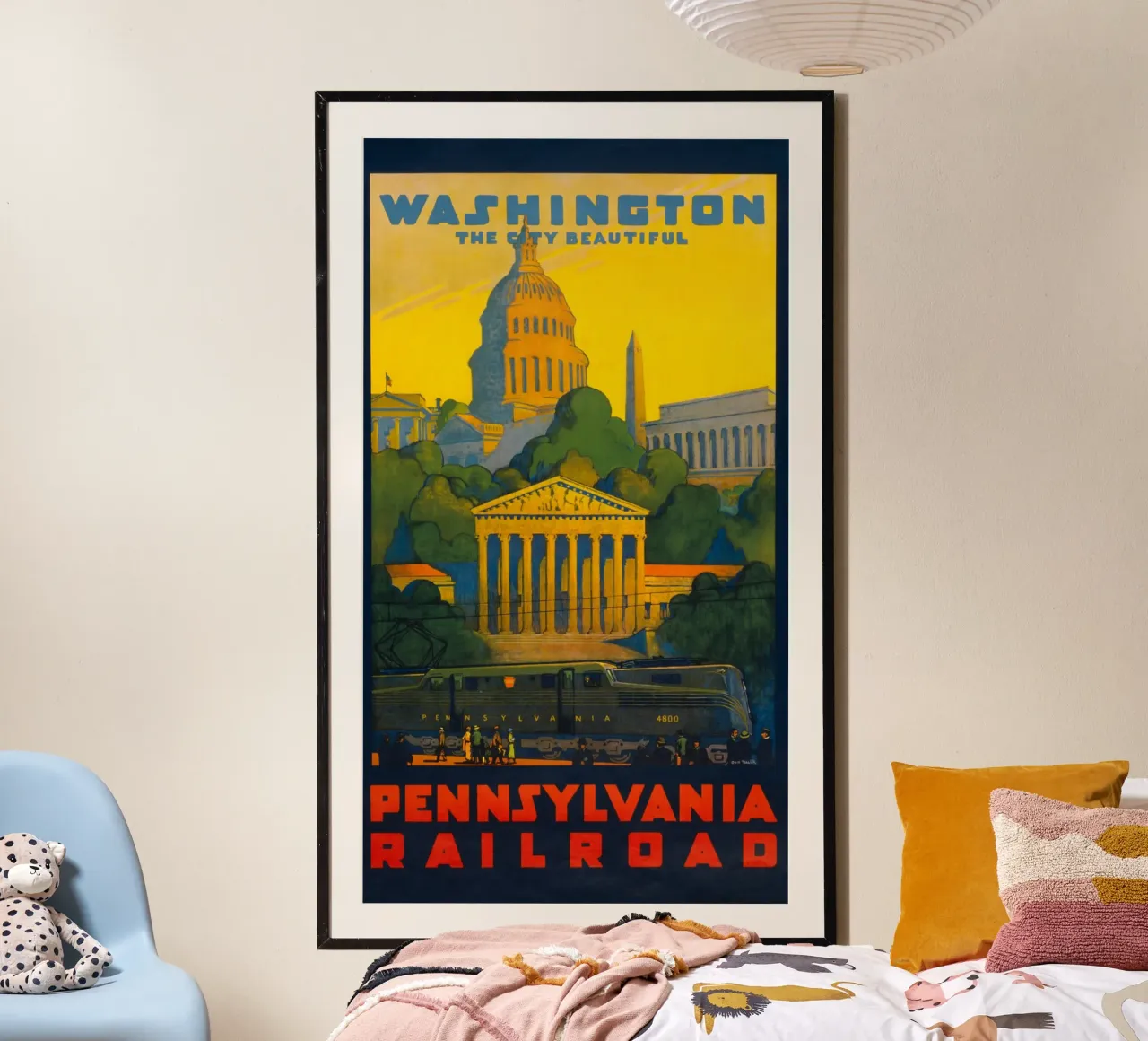 Poster d'epoca della ferrovia della Pennsylvania di Washington D.C. poster con telaio in plastica da homdeco