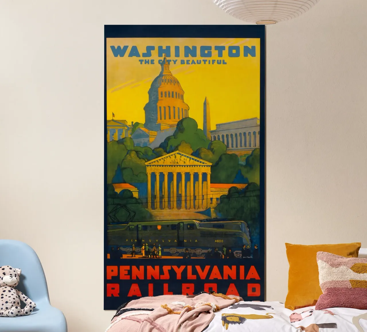 Poster d'epoca della ferrovia della Pennsylvania di Washington D.C. poster con telaio in plastica da homdeco