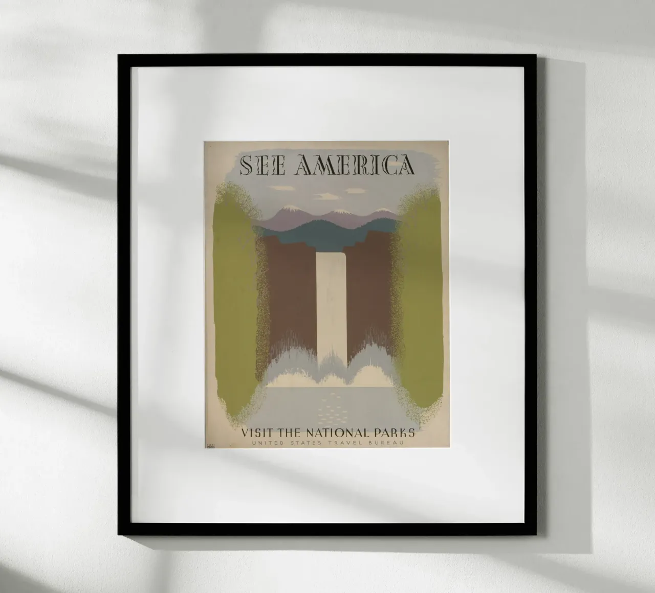 Vedere l'America Parchi Nazionali Poster cascata WPA poster con telaio in plastica da homdeco