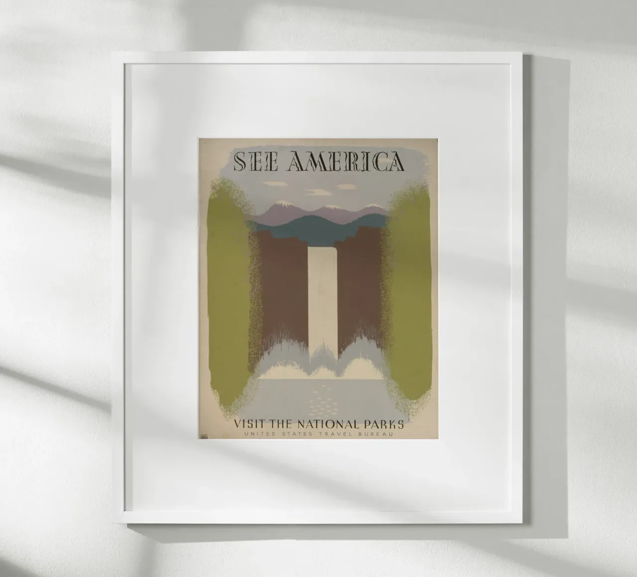 Vedere l'America Parchi Nazionali Poster cascata WPA poster con telaio in plastica da homdeco