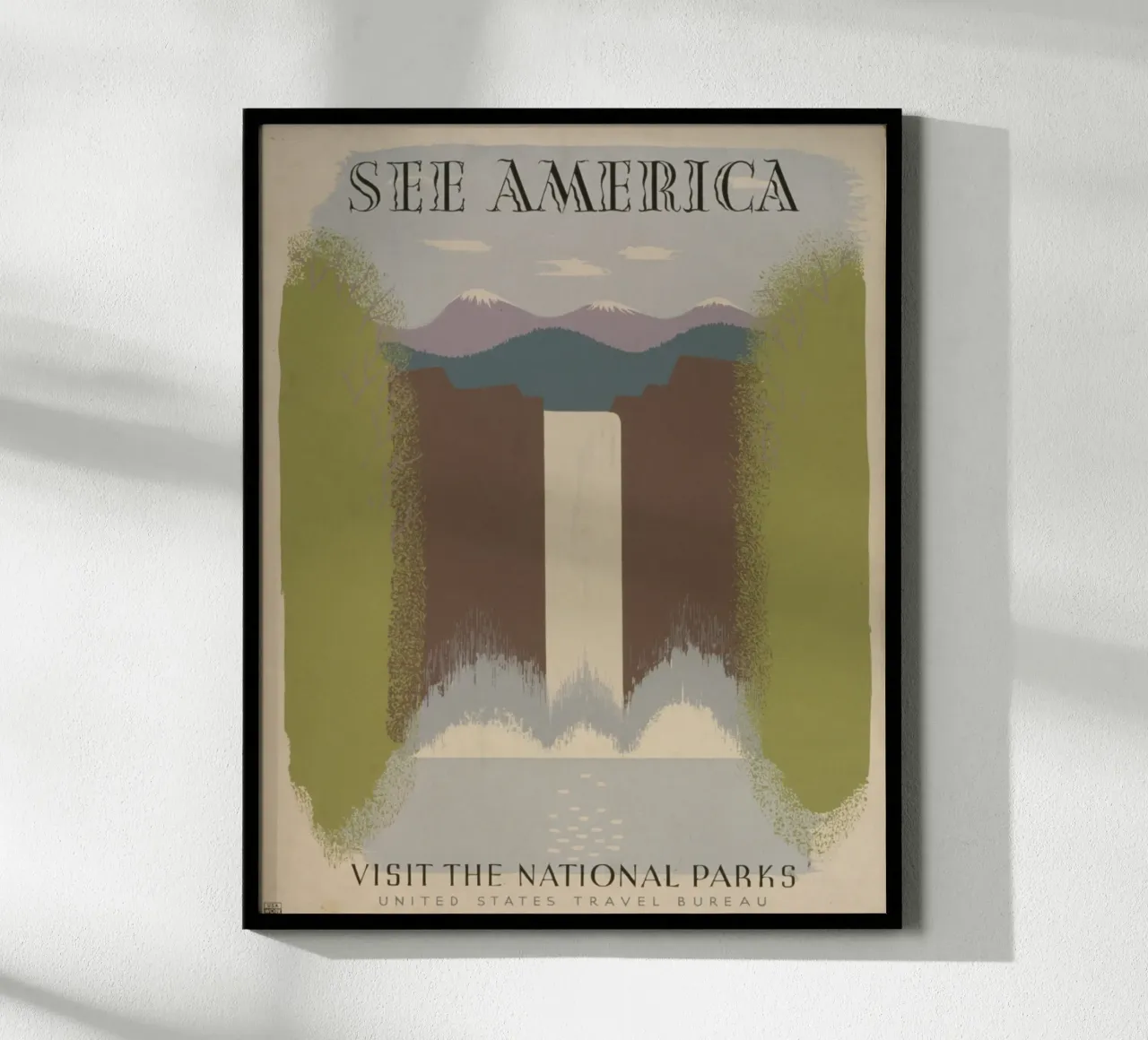 Vedere l'America Parchi Nazionali Poster cascata WPA poster con telaio in plastica da homdeco