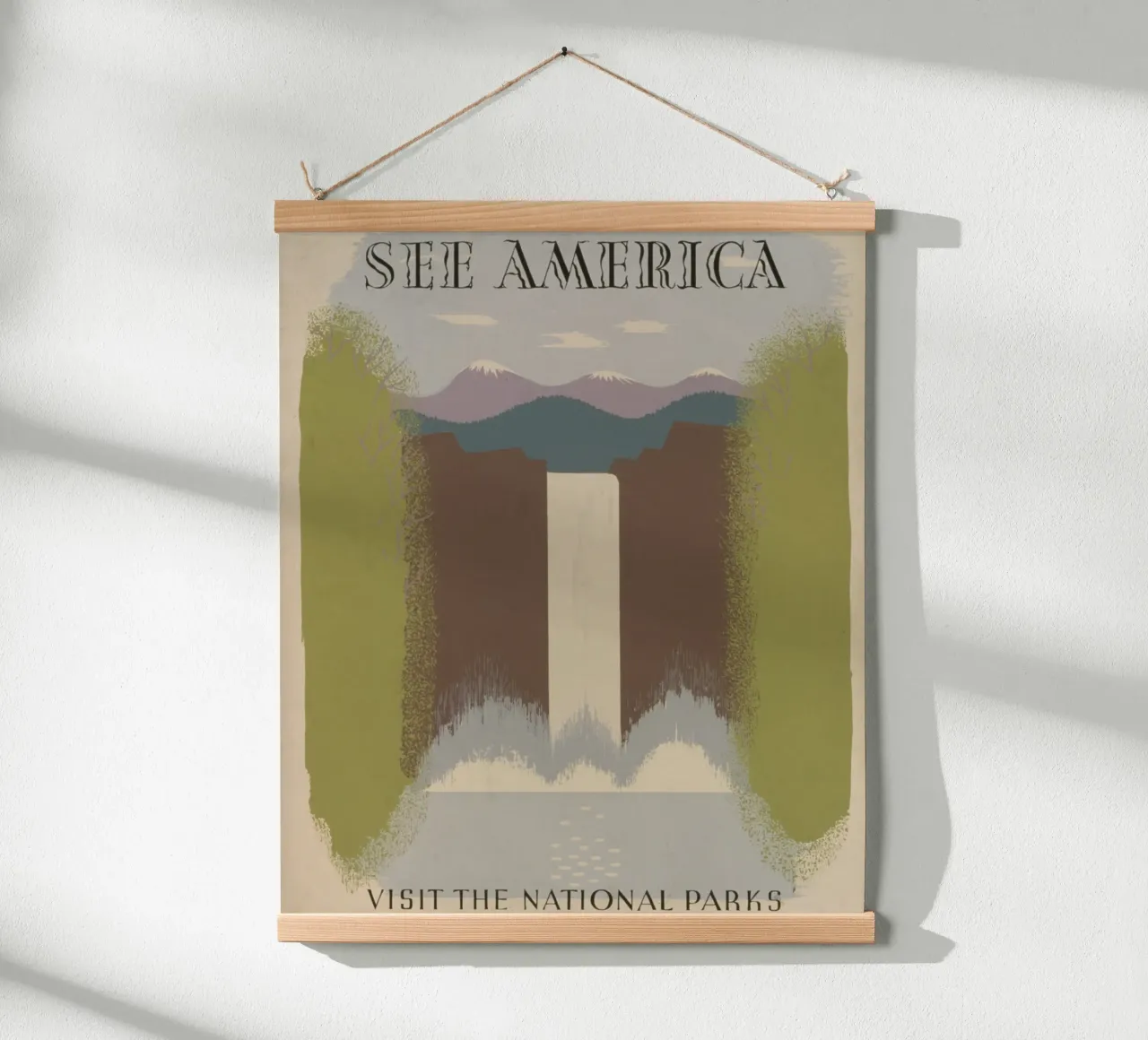 Vedere l'America Parchi Nazionali Poster cascata WPA poster con telaio in plastica da homdeco