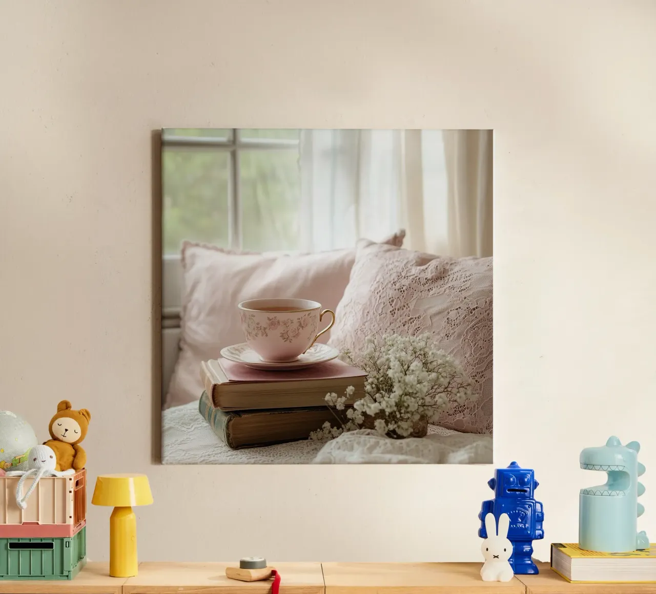 Whispers in Pink canvas with Floater frame by StillVibe Home