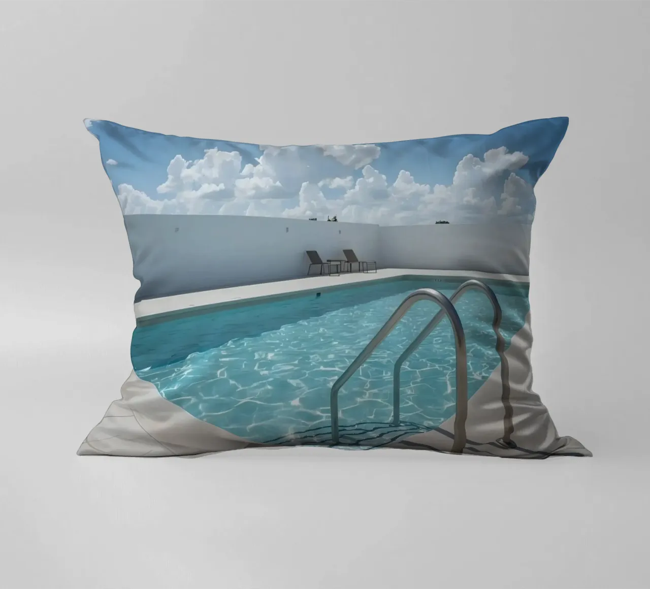 Piscina sul tetto con scala di accesso e cielo blu cuscino da DesignDoodle
