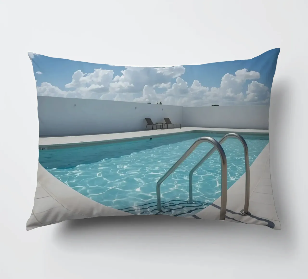 Piscina sul tetto con scala di accesso e cielo blu cuscino da DesignDoodle