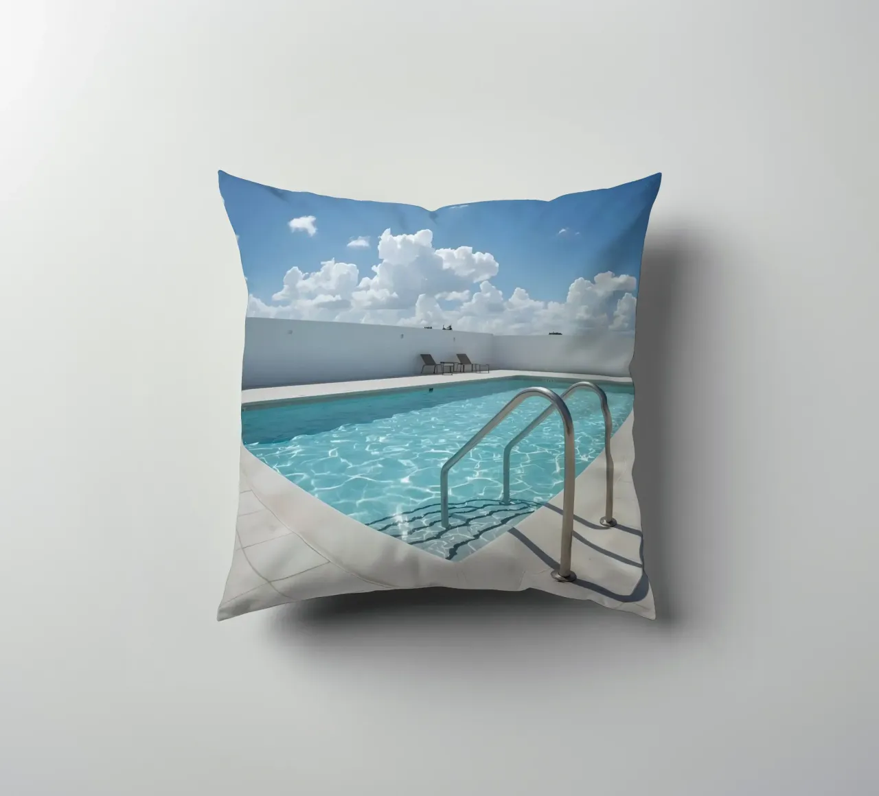 Piscina sul tetto con scala di accesso e cielo blu cuscino da DesignDoodle
