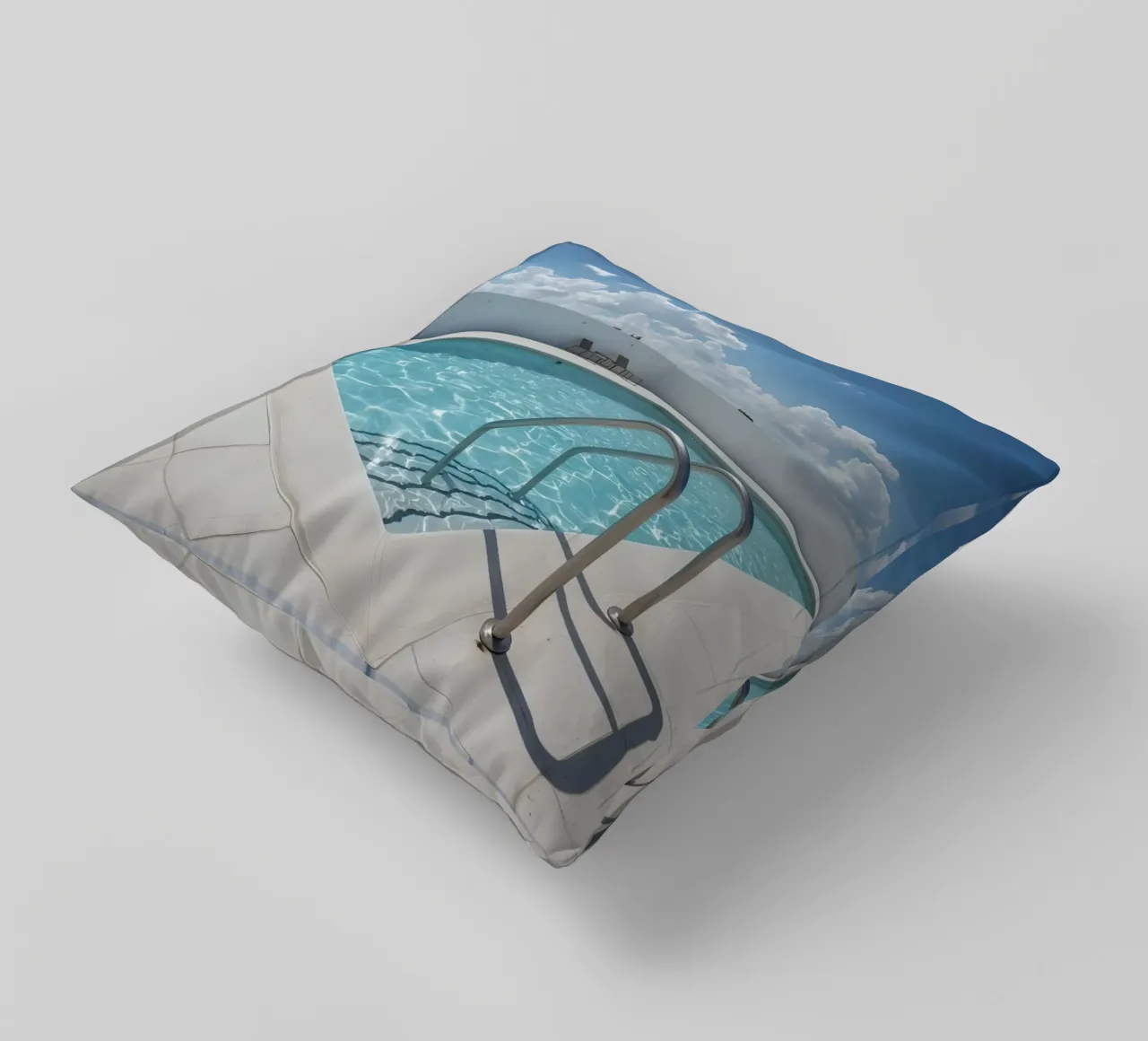 Piscina sul tetto con scala di accesso e cielo blu cuscino da DesignDoodle