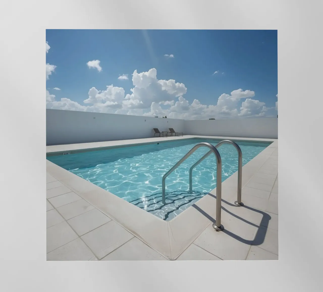 Piscina sul tetto con scala di accesso e cielo blu pellicola backlit da DesignDoodle