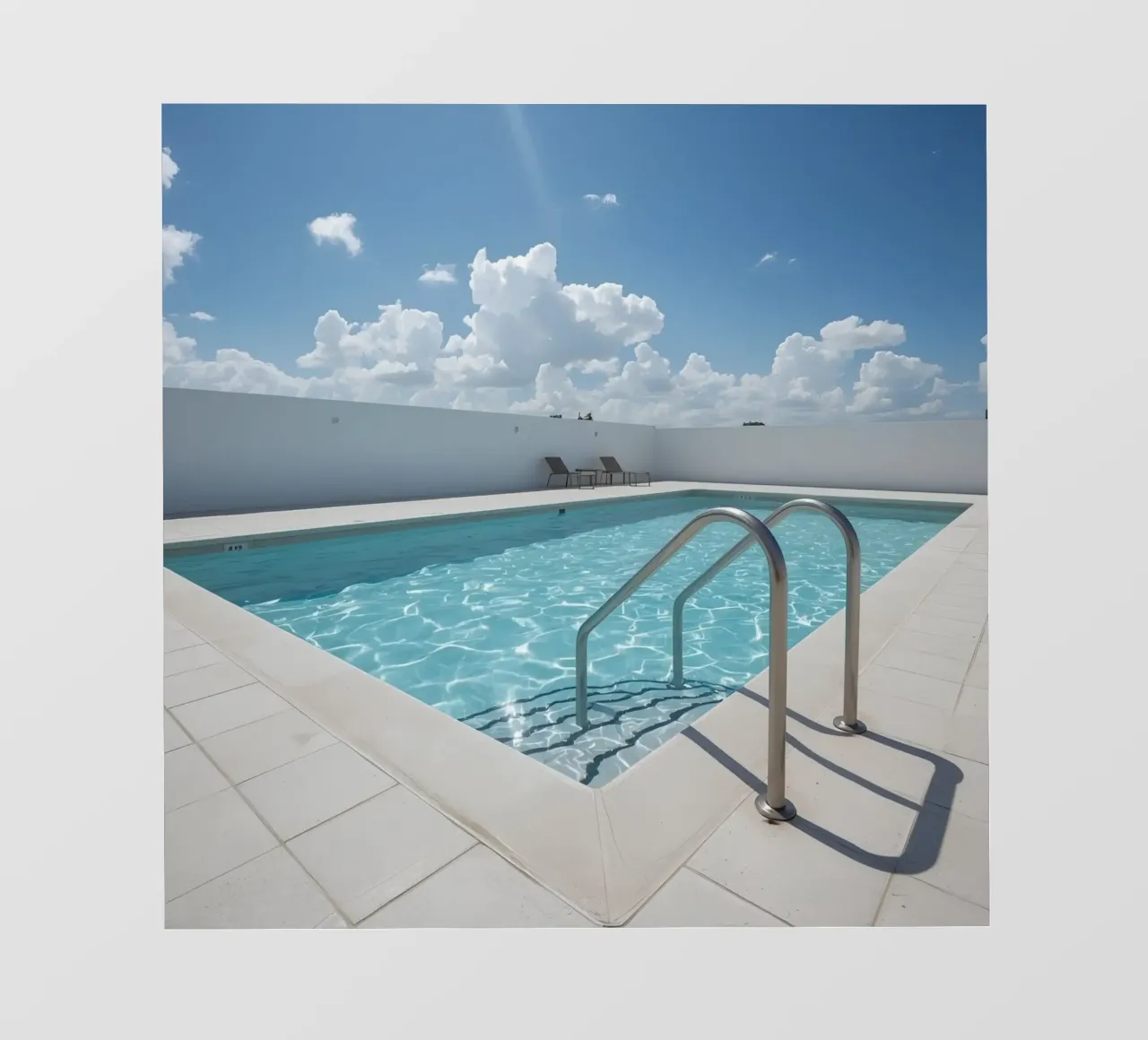 Piscina sul tetto con scala di accesso e cielo blu pellicola backlit da DesignDoodle
