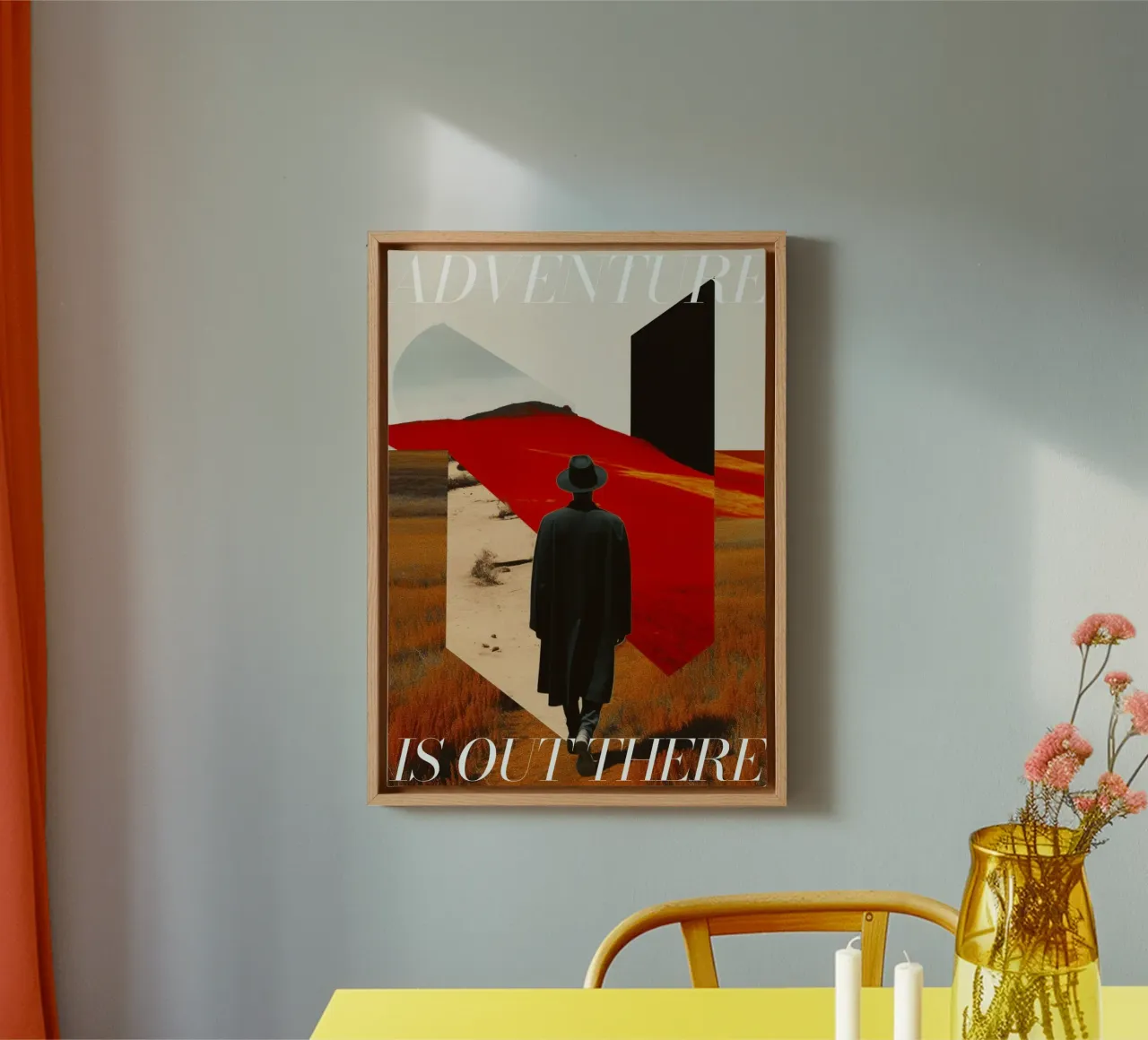Adventure Is Out There Minimalist Retro Poster canvas with Floater frame by homdeco