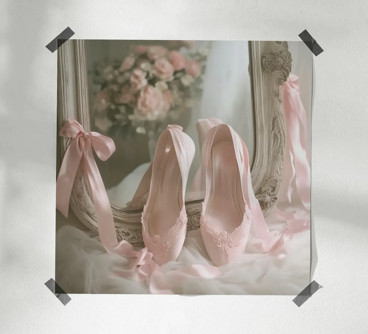 Sussurri in rosa poster con telaio in legno da StillVibe Home