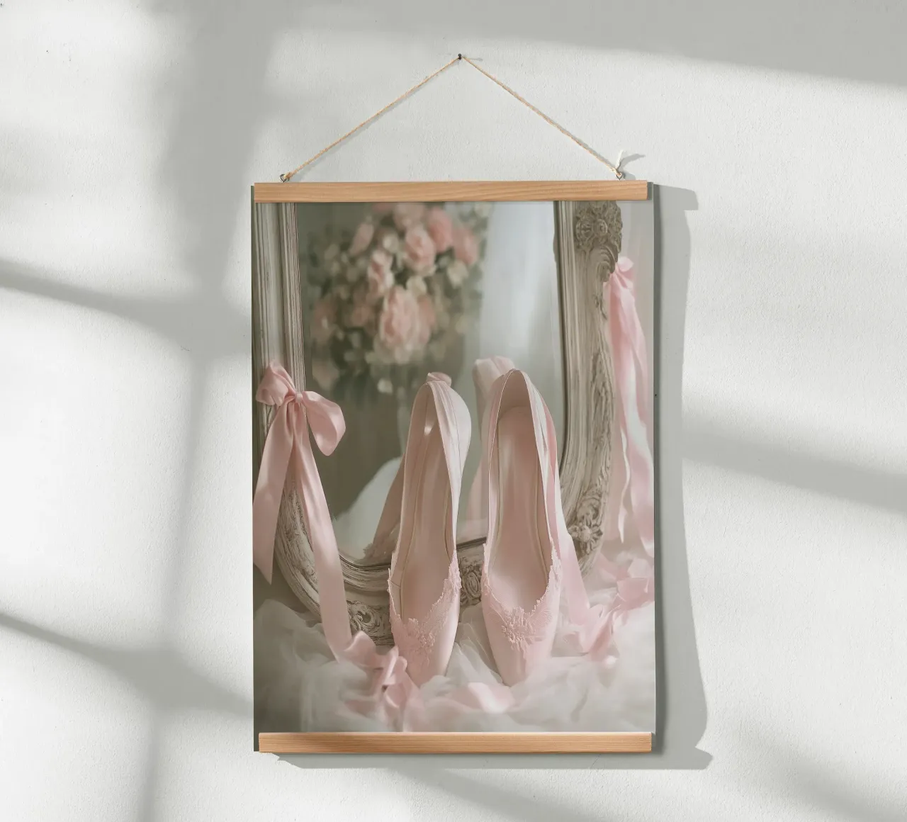 Sussurri in rosa poster con telaio in legno da StillVibe Home
