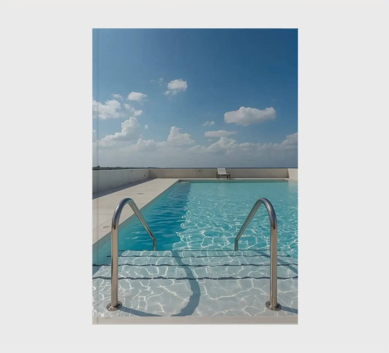 Rooftop Swimming Pool with Handrails and Blue Sky notebook by DesignDoodle