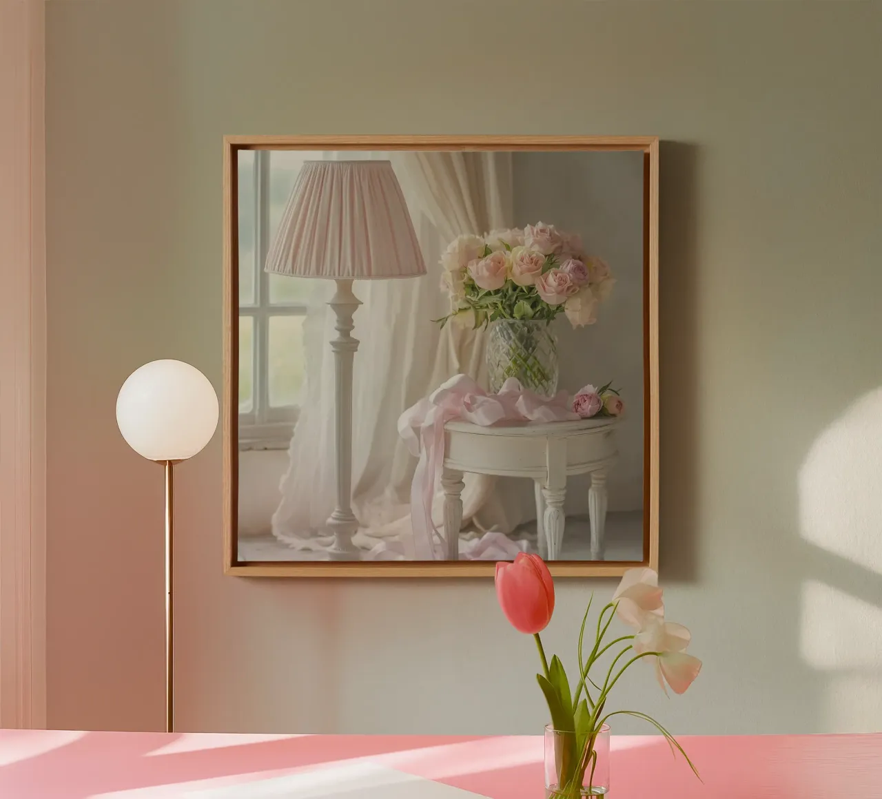 Sussurri in rosa tela con Cornice a cassetta da StillVibe Home