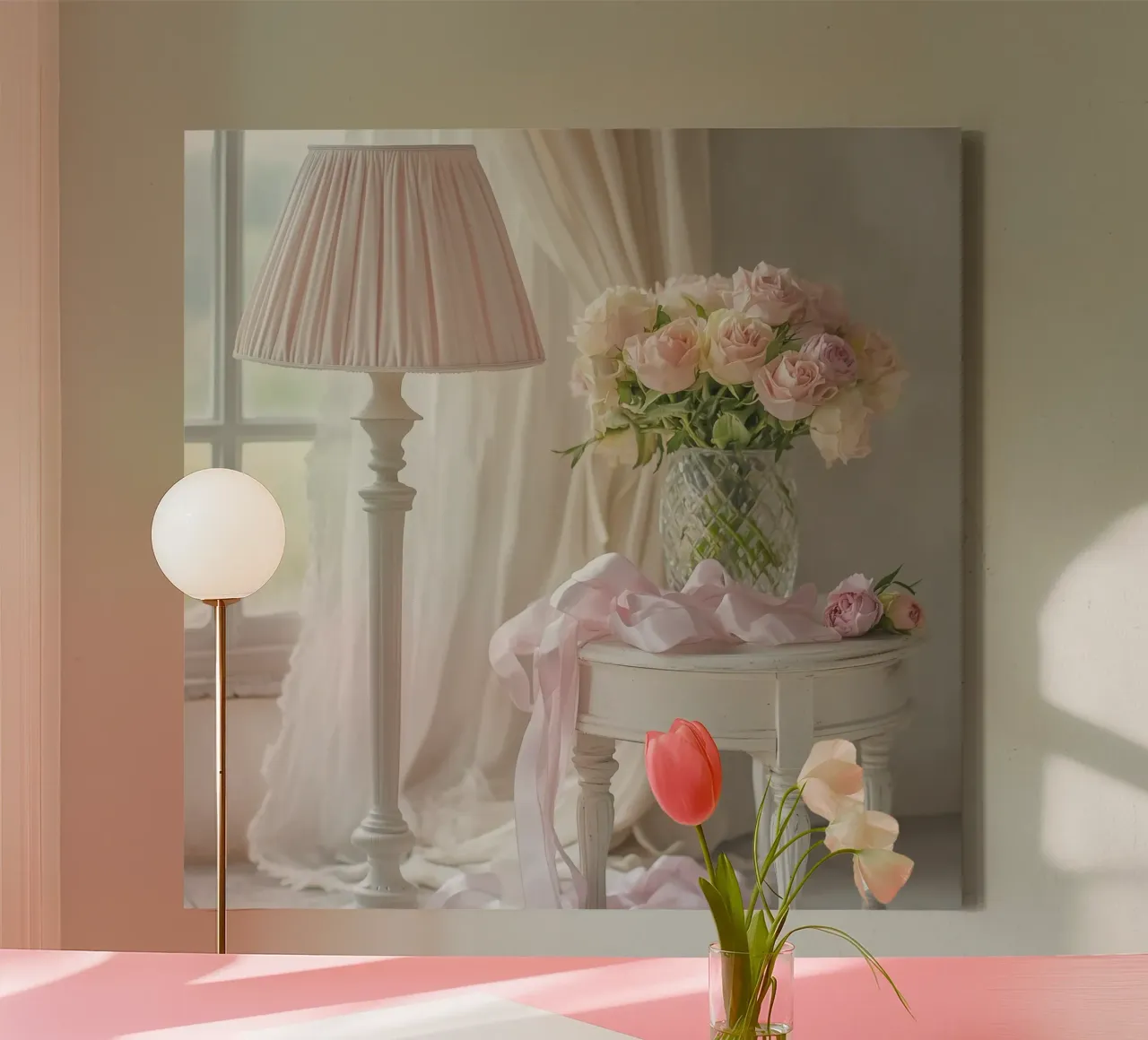 Sussurri in rosa tela con Cornice a cassetta da StillVibe Home