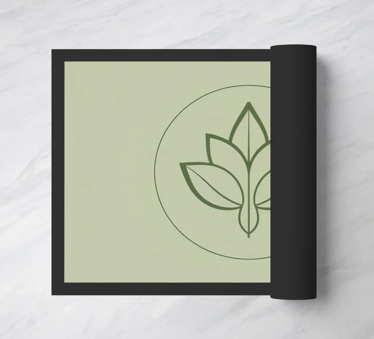 Stylized Leaf Outline in Circle Green Color Scheme doormat by DesignDoodle