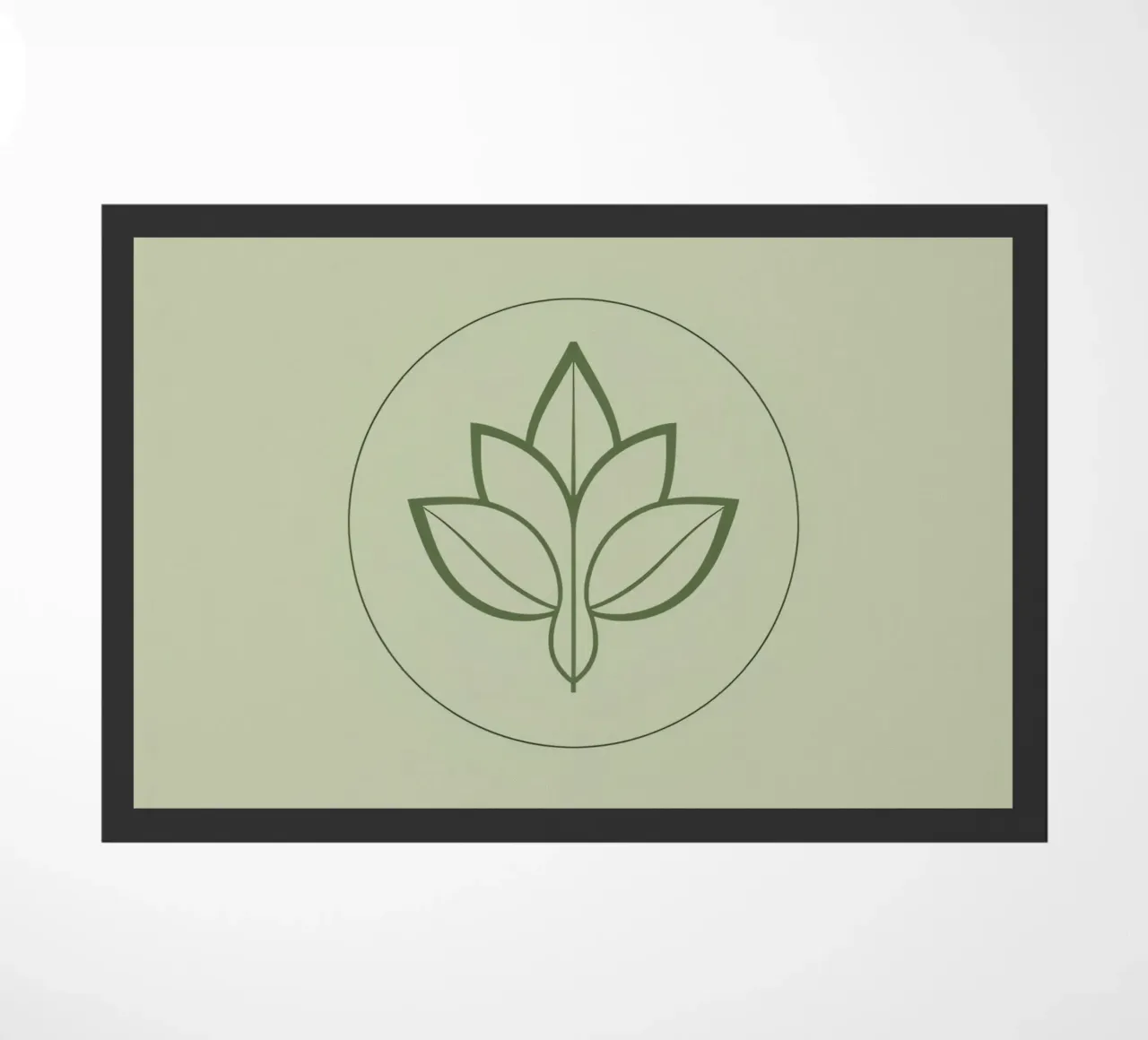 Stylized Leaf Outline in Circle Green Color Scheme doormat by DesignDoodle