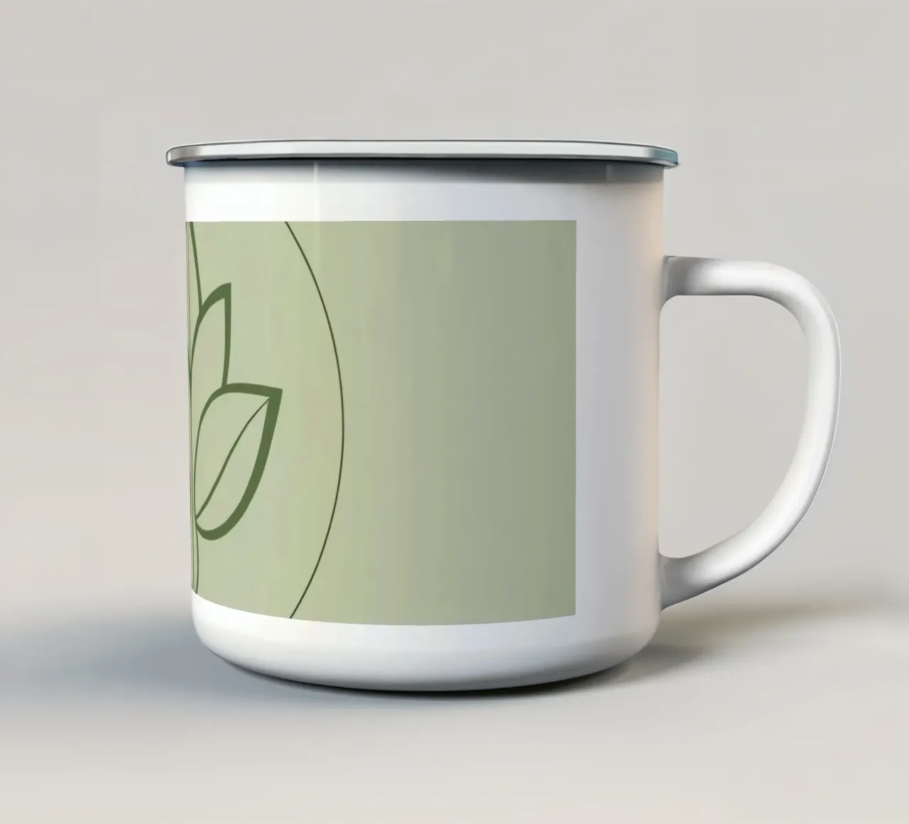 Stylized Leaf Outline in Circle Green Color Scheme enamel mug by DesignDoodle