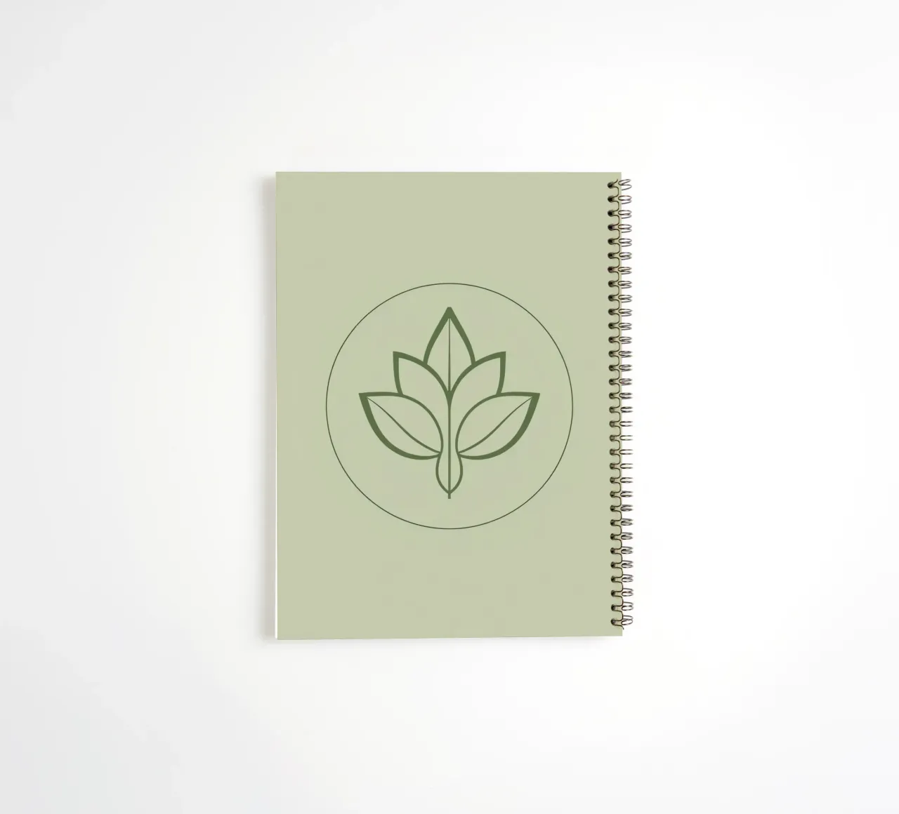 Stylized Leaf Outline in Circle Green Color Scheme spiral notebook by DesignDoodle